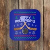 Happy Hockey Days Ugly Christmas Cool Gift Cool Gift Coaster thumb 0