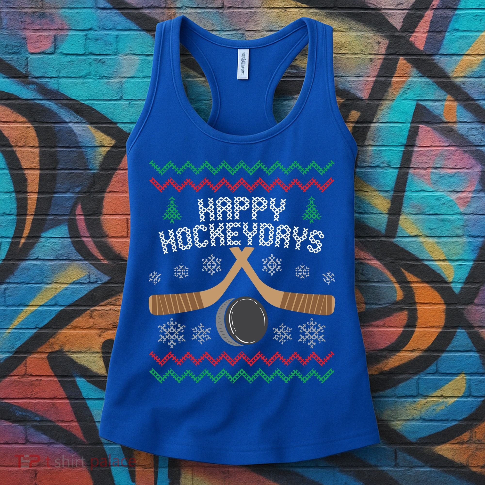 Happy Hockey Days Ugly Christmas Cool Gift Cool Gift Women's Tank Top