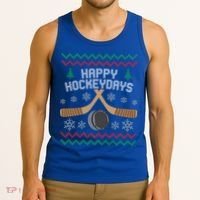 Happy Hockey Days Ugly Christmas Cool Gift Cool Gift Tank Top thumb 3