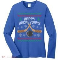 Happy Hockey Days Ugly Christmas Cool Gift Cool Gift Women's Long Sleeve Shirt thumb 0