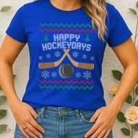Happy Hockey Days Ugly Christmas Cool Gift Cool Gift Women's T-Shirt thumb 2