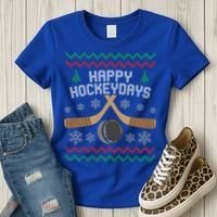 Happy Hockey Days Ugly Christmas Cool Gift Cool Gift Women's T-Shirt thumb 3