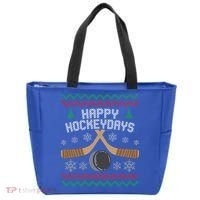 Happy Hockey Days Ugly Christmas Cool Gift Cool Gift Tote Bag thumb 0