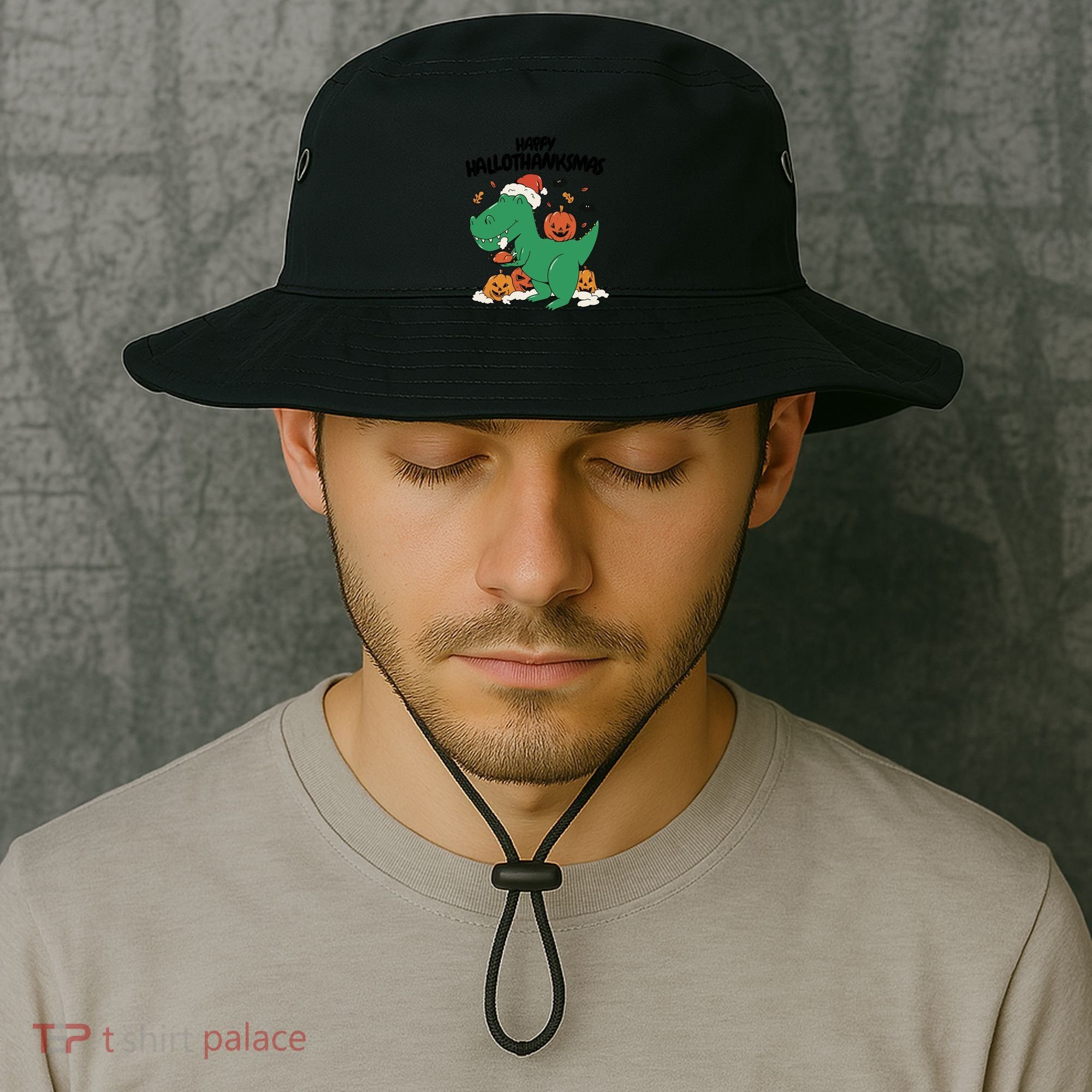 Happy Hallothanksmas Dinosaur Holiday Bucket Hat