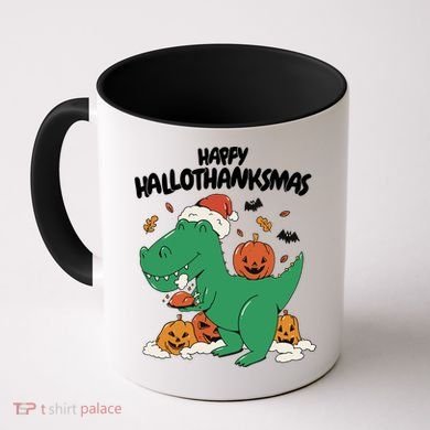 Happy Hallothanksmas Dinosaur Holiday Coffee Mug