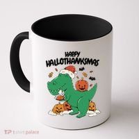 Happy Hallothanksmas Dinosaur Holiday Coffee Mug thumb 0