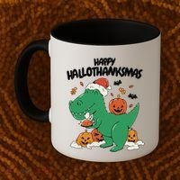 Happy Hallothanksmas Dinosaur Holiday Coffee Mug thumb 2