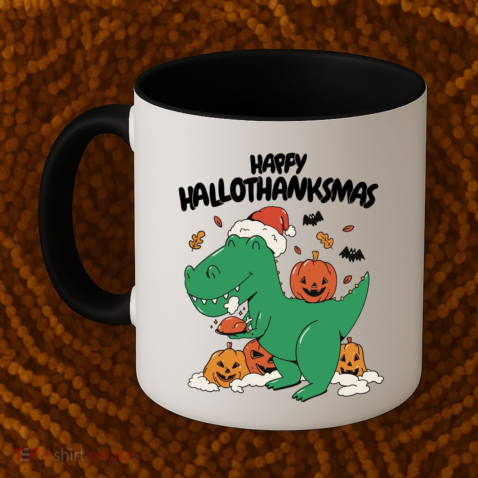 Happy Hallothanksmas Dinosaur Holiday Coffee Mug