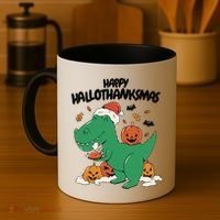 Happy Hallothanksmas Dinosaur Holiday Coffee Mug thumb 4