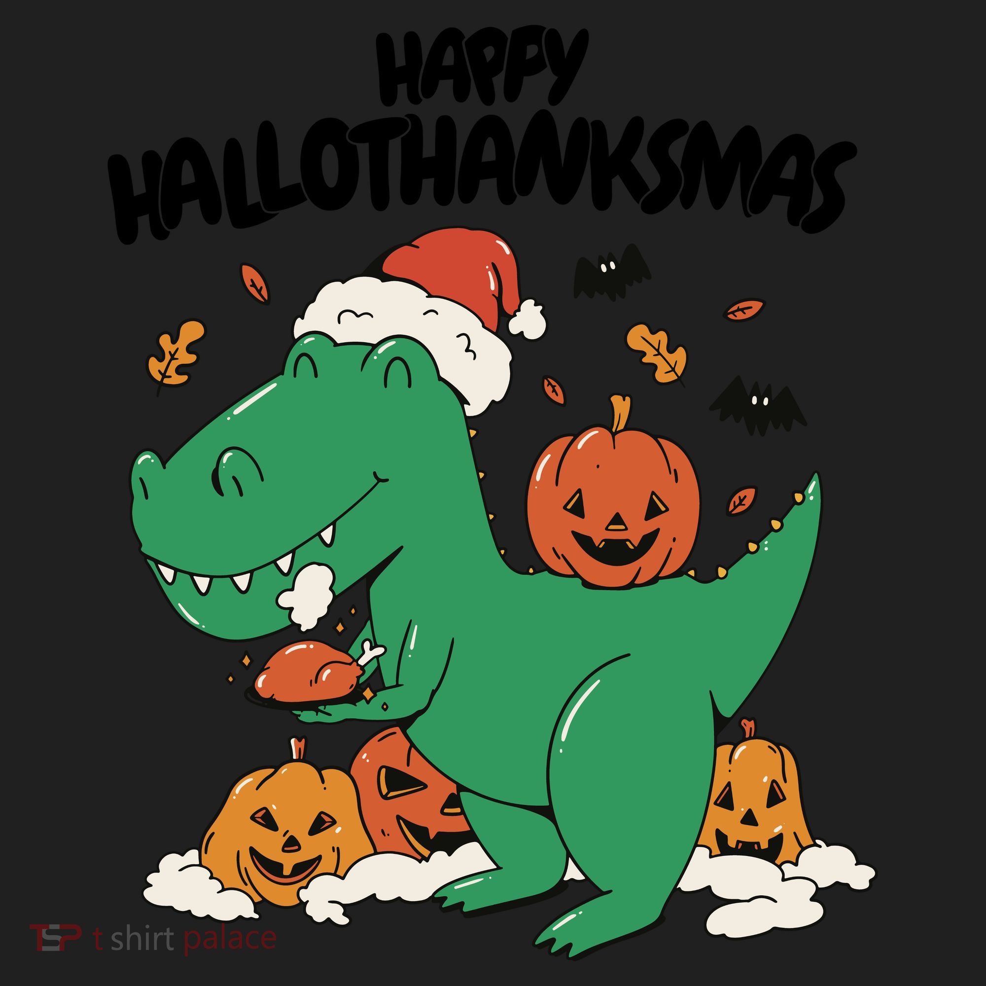 Happy Hallothanksmas Dinosaur Holiday Beanie