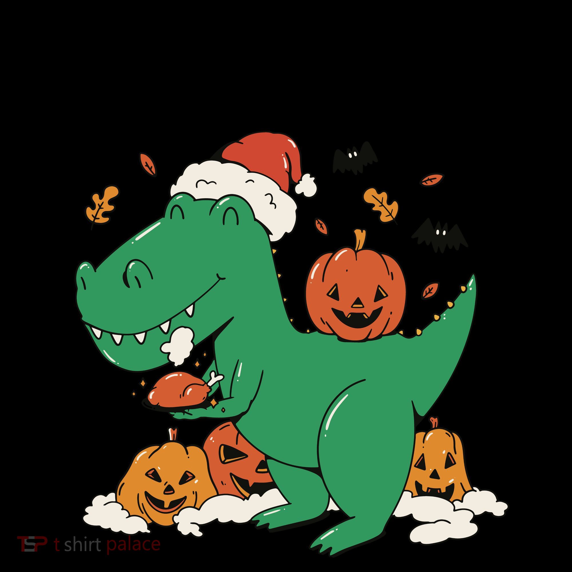 Happy Hallothanksmas Dinosaur Holiday Ornament