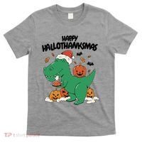 Happy Hallothanksmas Dinosaur Holiday T-Shirt thumb 0