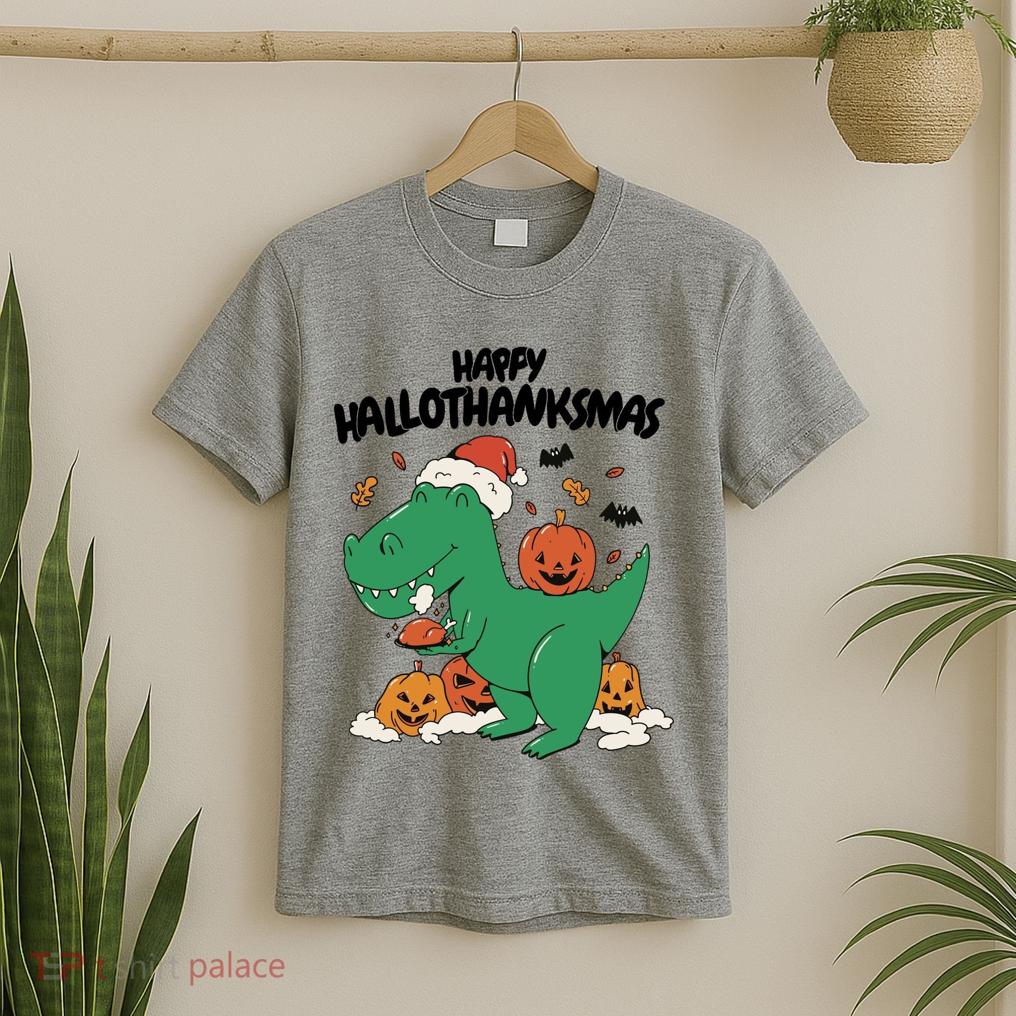 Happy Hallothanksmas Dinosaur Holiday T-Shirt