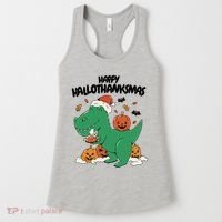 Happy Hallothanksmas Dinosaur Holiday Women's Tank Top thumb 0