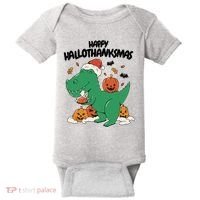 Happy Hallothanksmas Dinosaur Holiday Baby Bodysuit thumb 0
