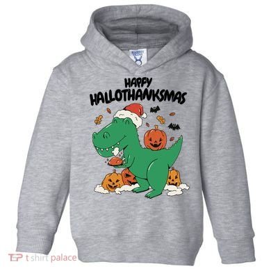 Happy Hallothanksmas Dinosaur Holiday Toddler Hoodie