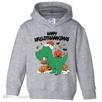Happy Hallothanksmas Dinosaur Holiday Toddler Hoodie thumb 0