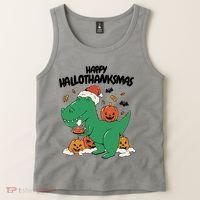 Happy Hallothanksmas Dinosaur Holiday Tank Top thumb 2