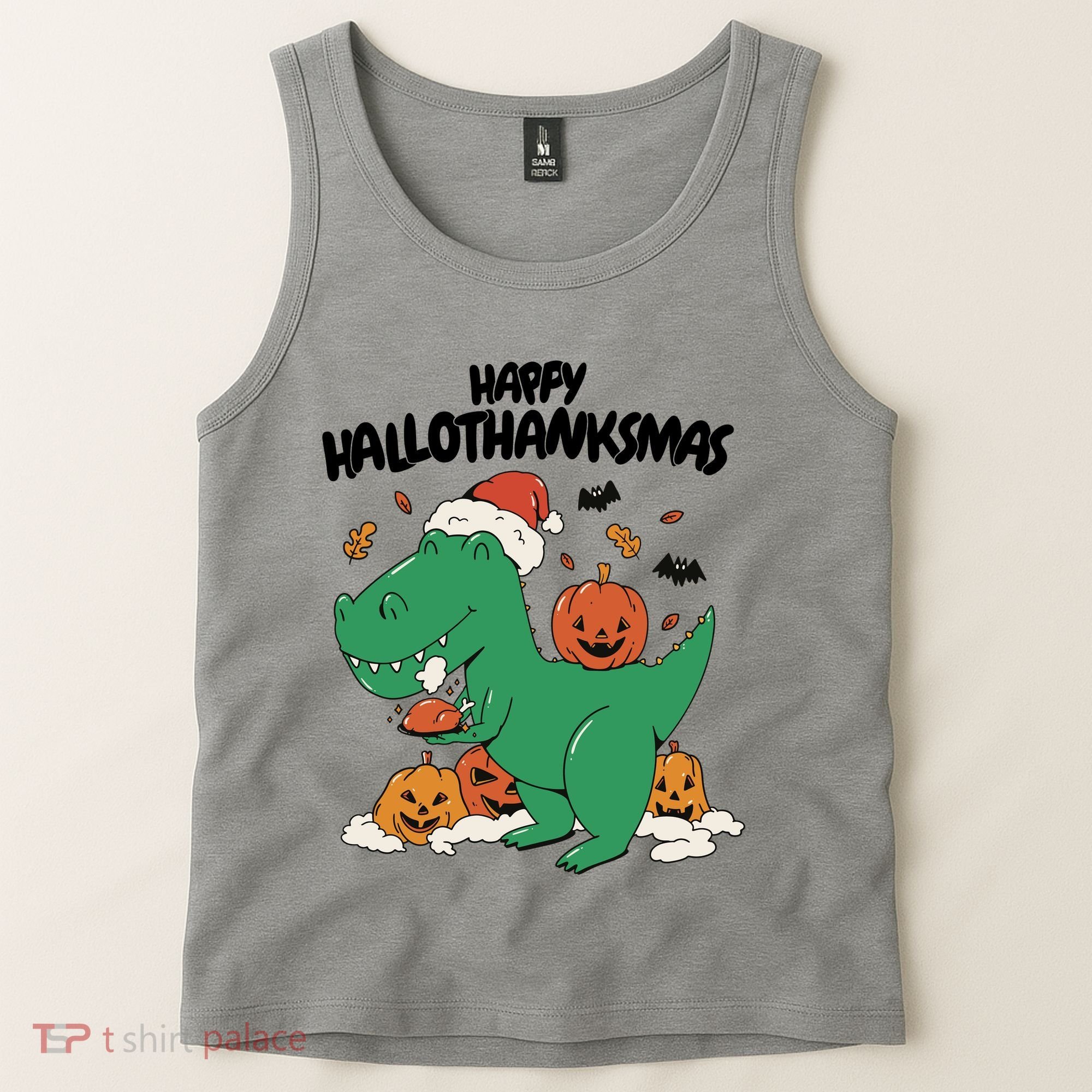 Happy Hallothanksmas Dinosaur Holiday Tank Top