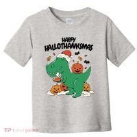 Happy Hallothanksmas Dinosaur Holiday Toddler T-Shirt thumb 0
