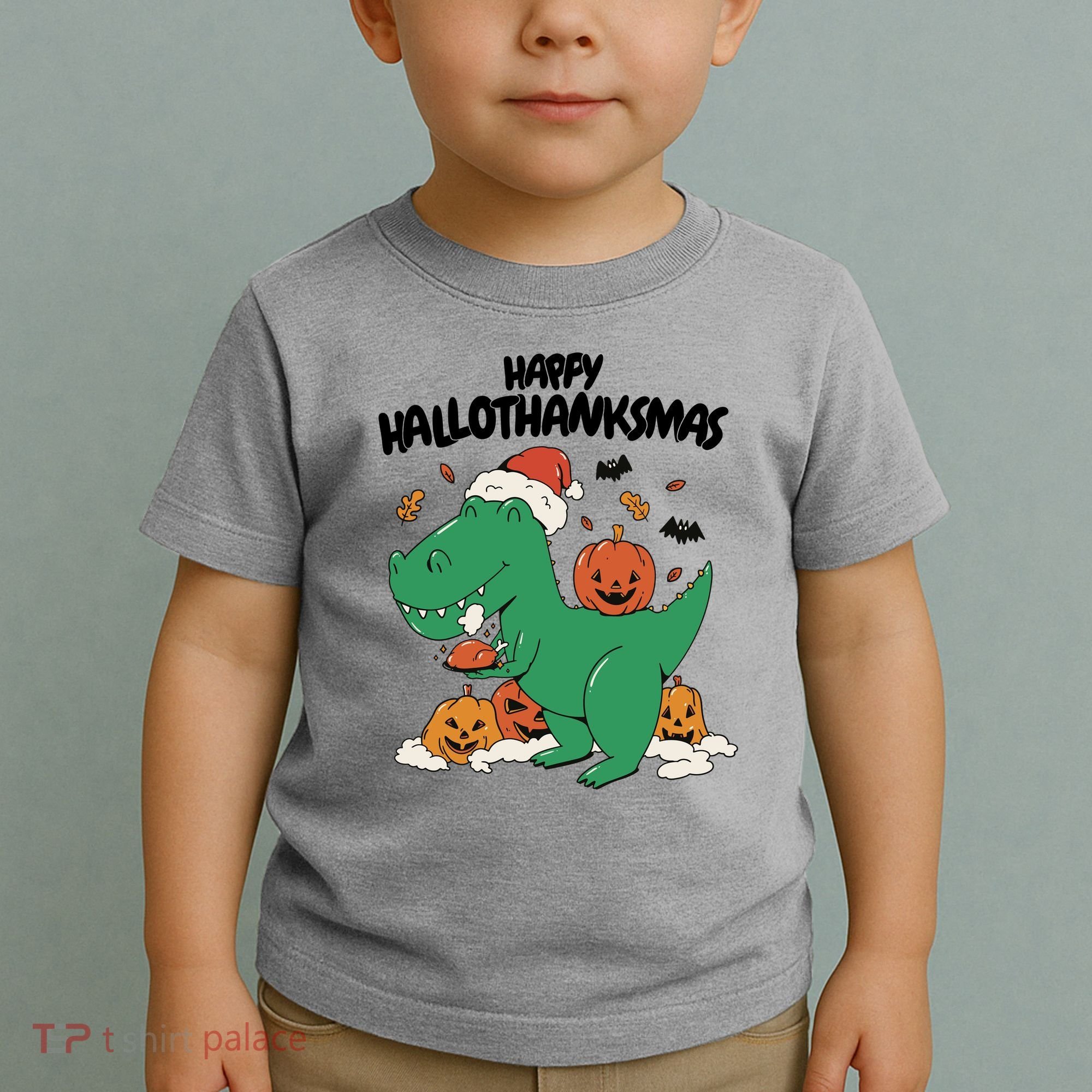 Happy Hallothanksmas Dinosaur Holiday Toddler T-Shirt