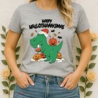 Happy Hallothanksmas Dinosaur Holiday Women's T-Shirt thumb 2