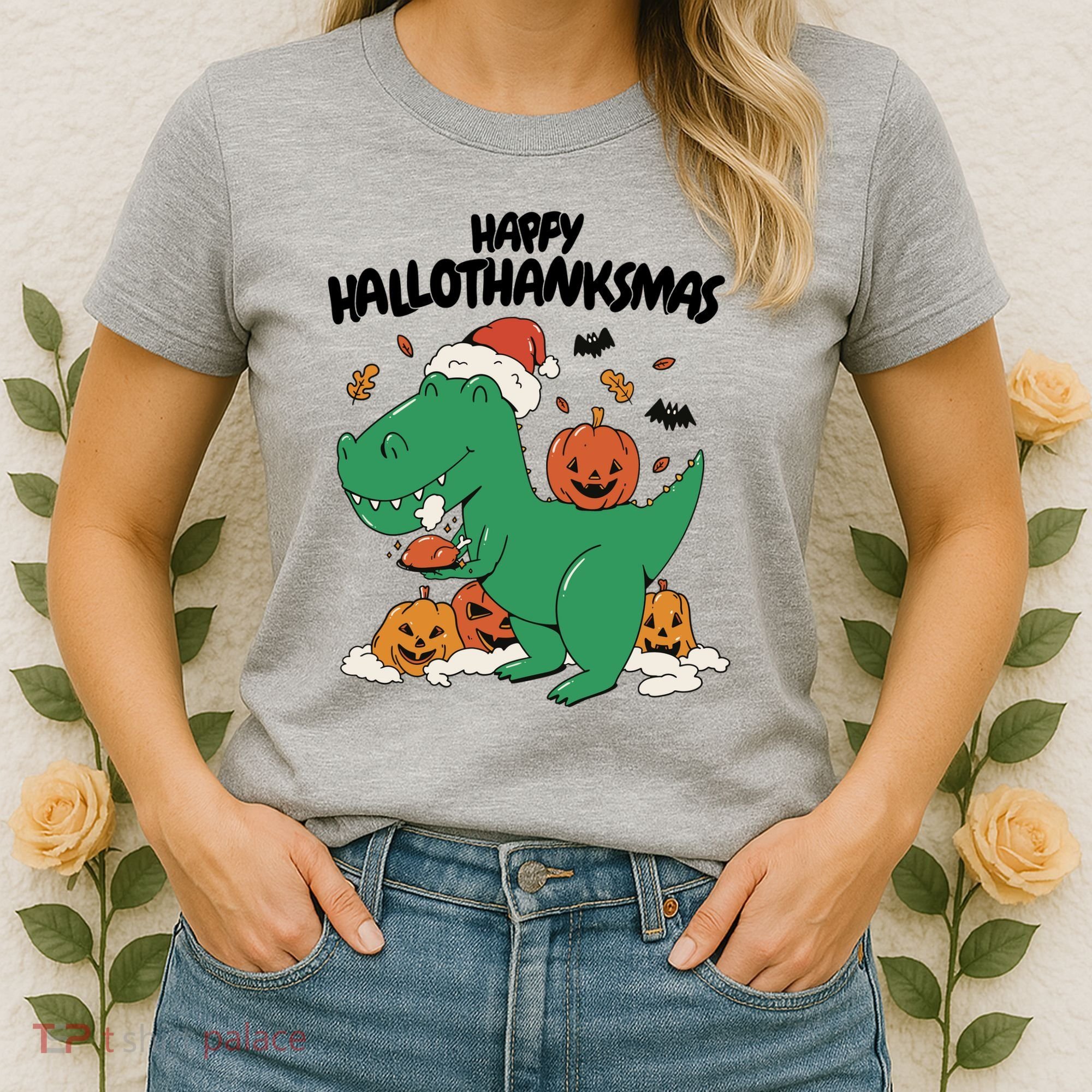 Happy Hallothanksmas Dinosaur Holiday Women's T-Shirt