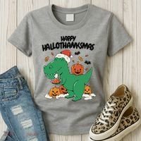 Happy Hallothanksmas Dinosaur Holiday Women's T-Shirt thumb 3
