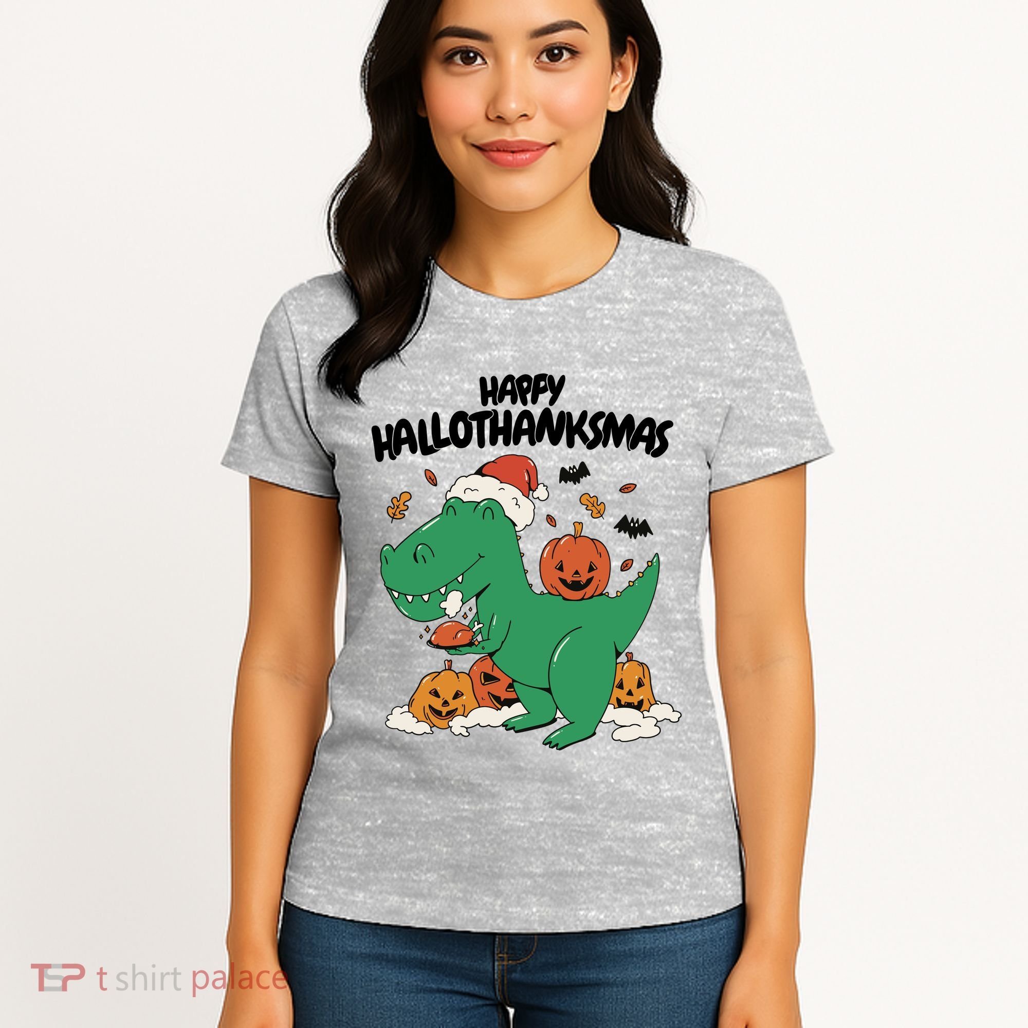 Happy Hallothanksmas Dinosaur Holiday Women's T-Shirt