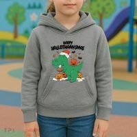 Happy Hallothanksmas Dinosaur Holiday Kids Hoodie thumb 3
