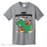 Happy Hallothanksmas Dinosaur Holiday Kids T-Shirt thumb 0