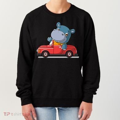 Happy Hippo Drive A Car Women's Sweatshirt