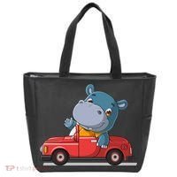 Happy Hippo Drive A Car Tote Bag thumb 0