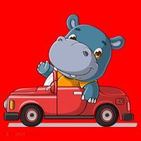 Happy Hippo Drive A Car Santa Hat thumb 1