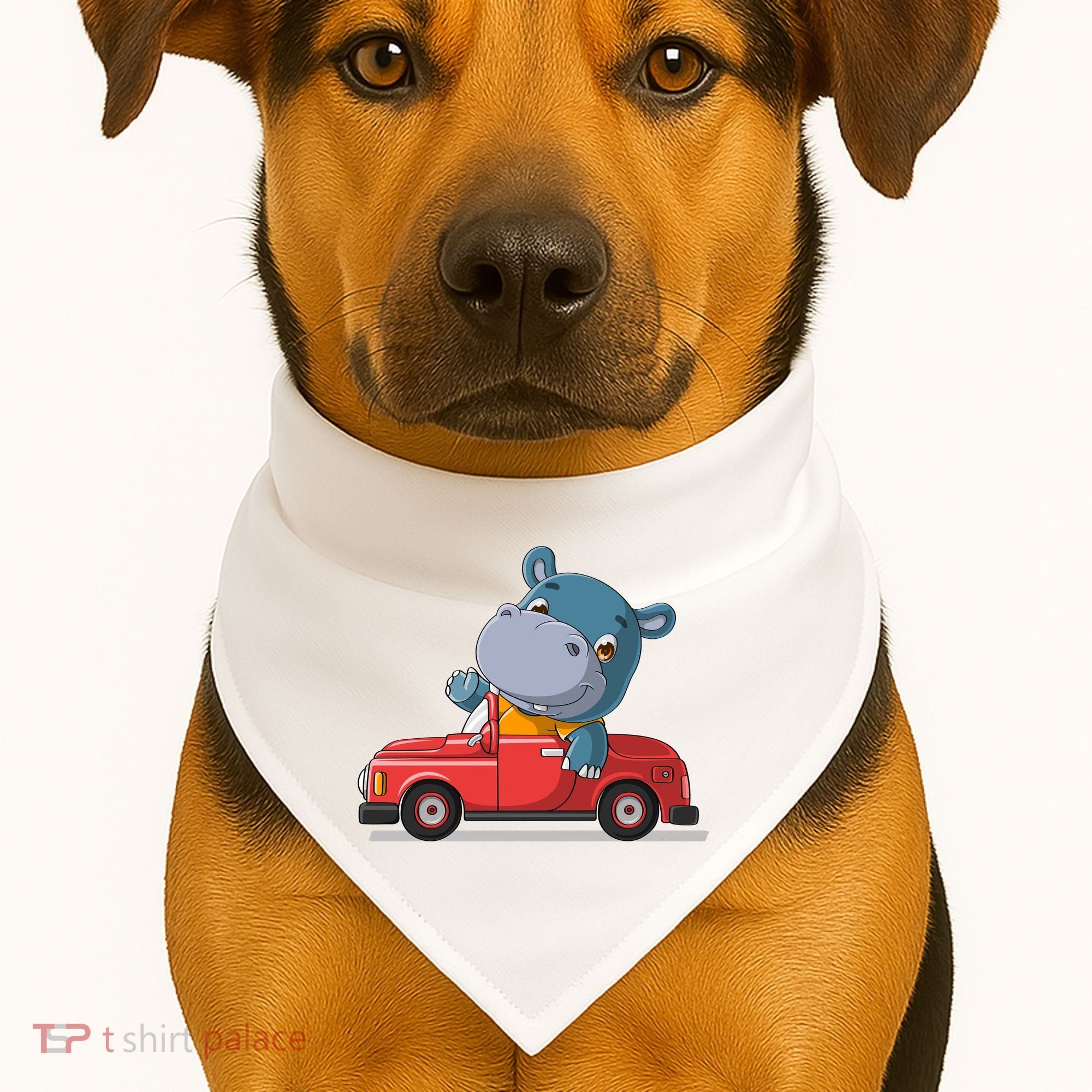 Happy Hippo Drive A Car USA-Made Doggie Bandana