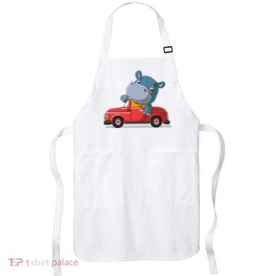 Happy Hippo Drive A Car Apron