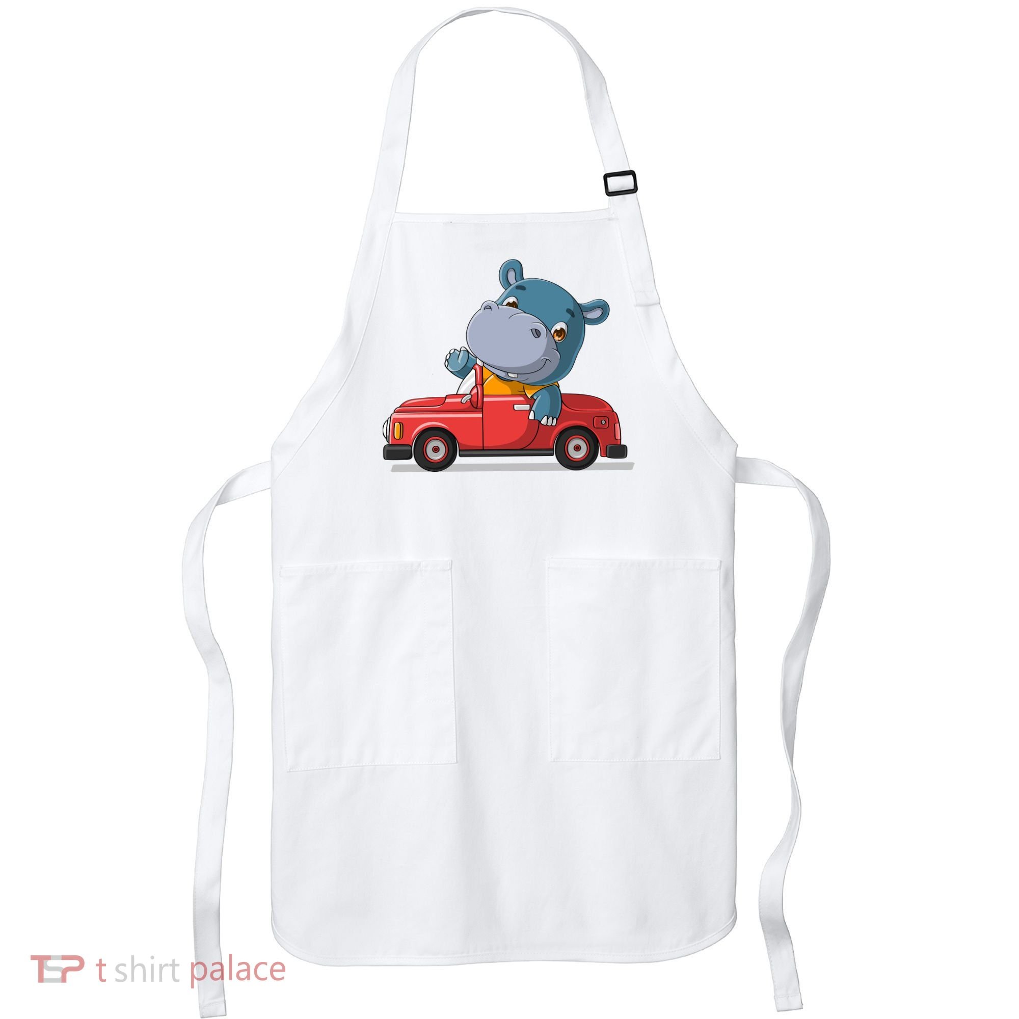 Happy Hippo Drive A Car Apron