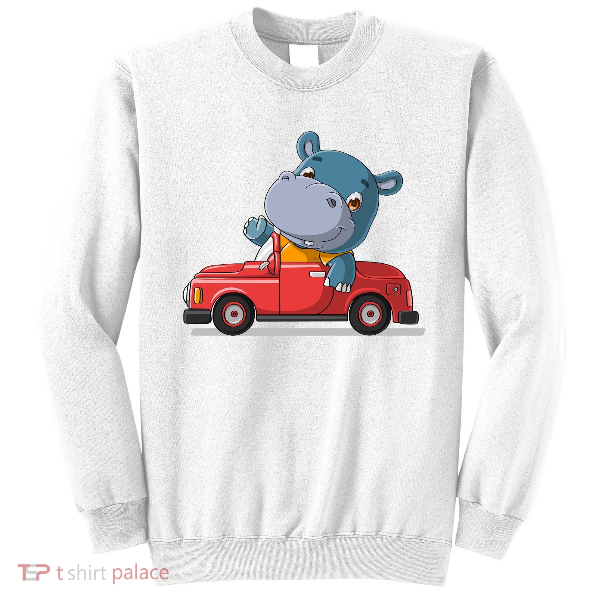 Happy Hippo Drive A Car Sweatshirt