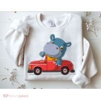 Happy Hippo Drive A Car Sweatshirt thumb 2