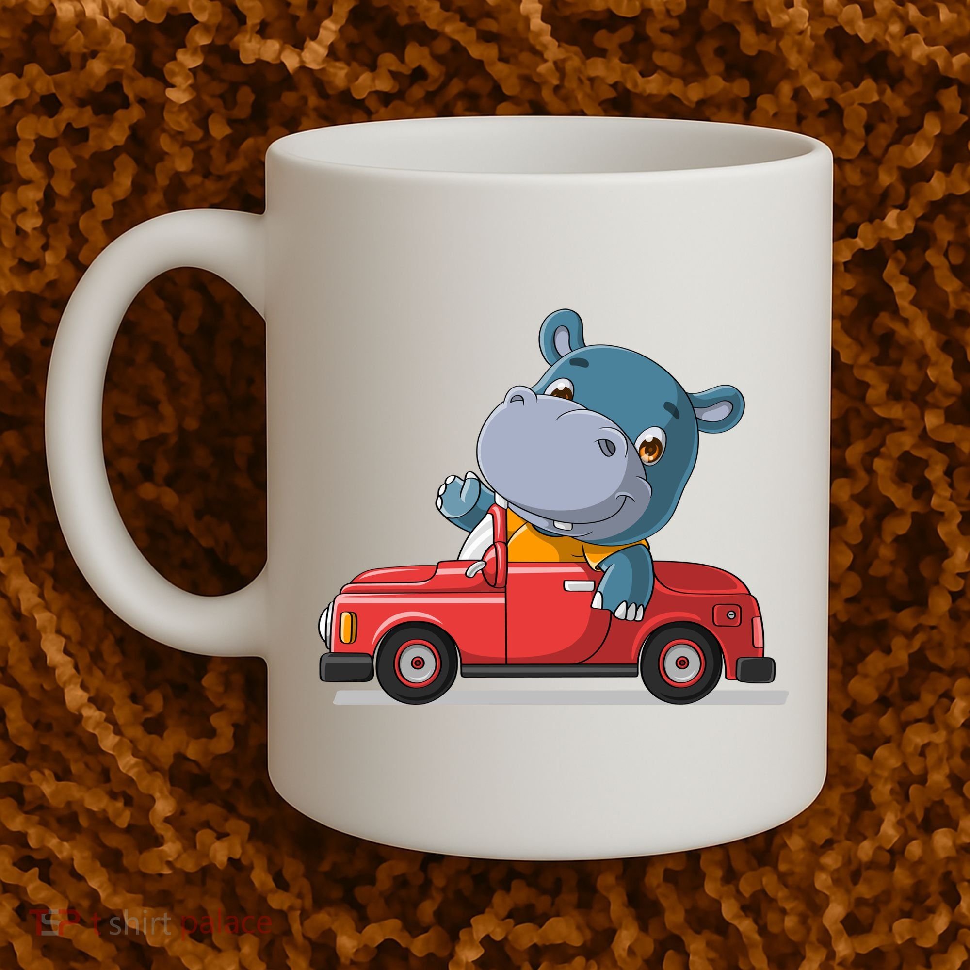 Happy Hippo Drive A Car Coffee Mug