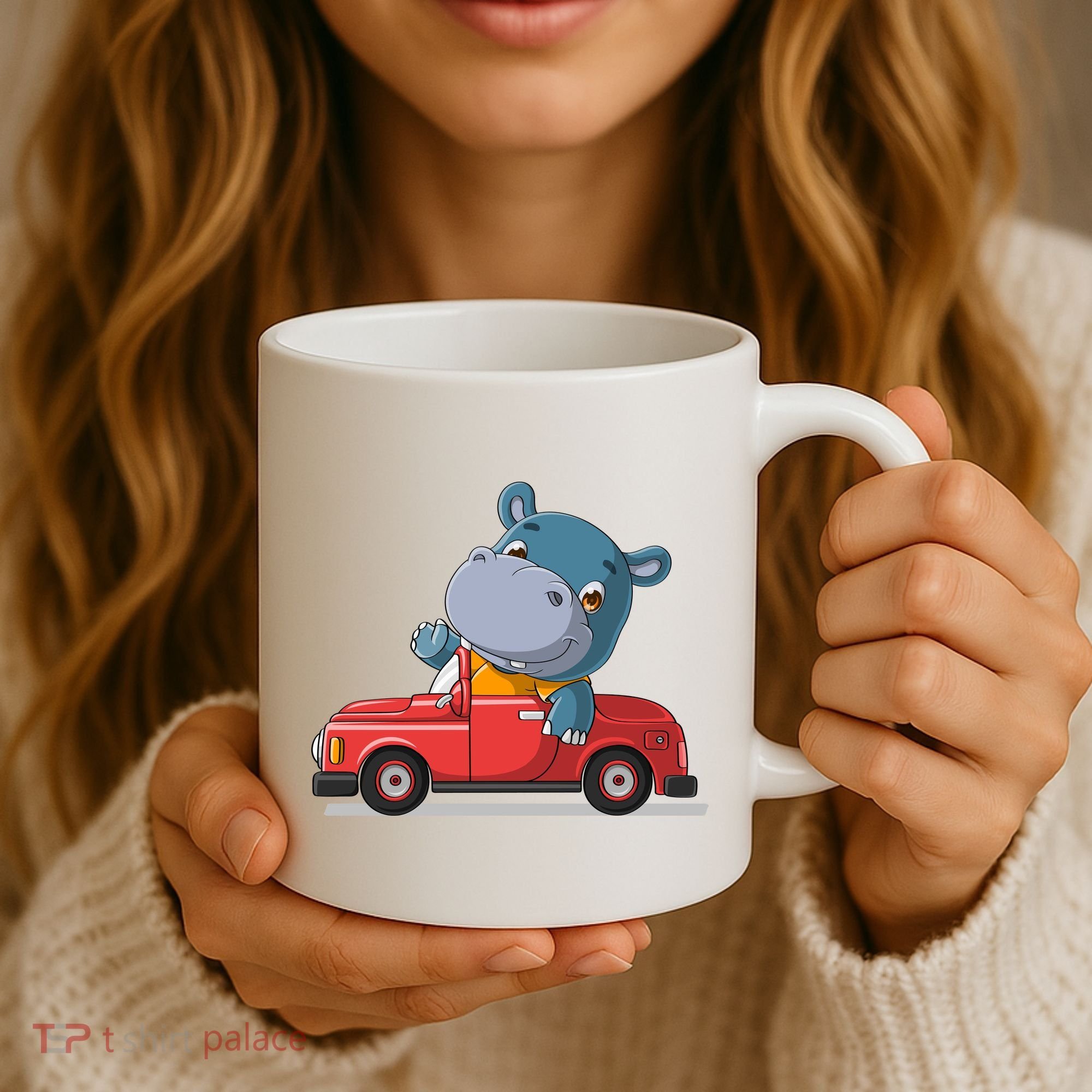Happy Hippo Drive A Car Coffee Mug