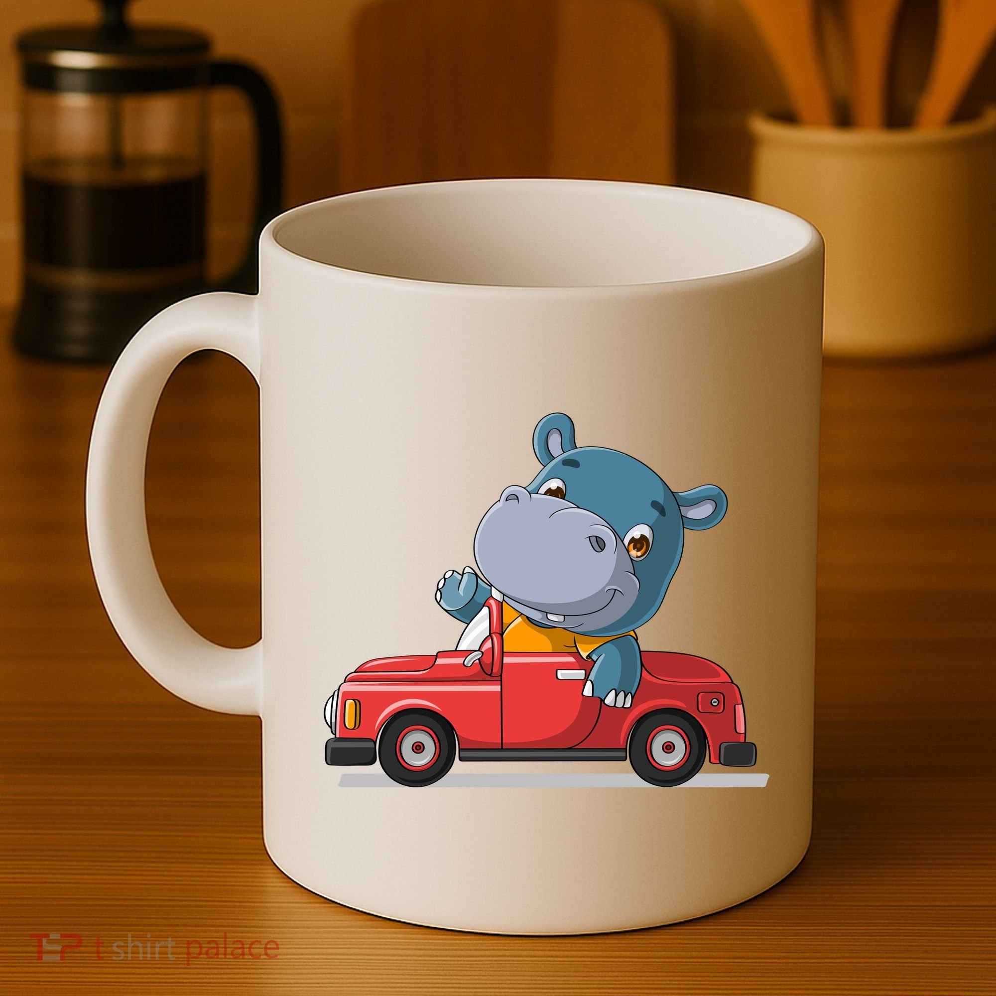 Happy Hippo Drive A Car Coffee Mug