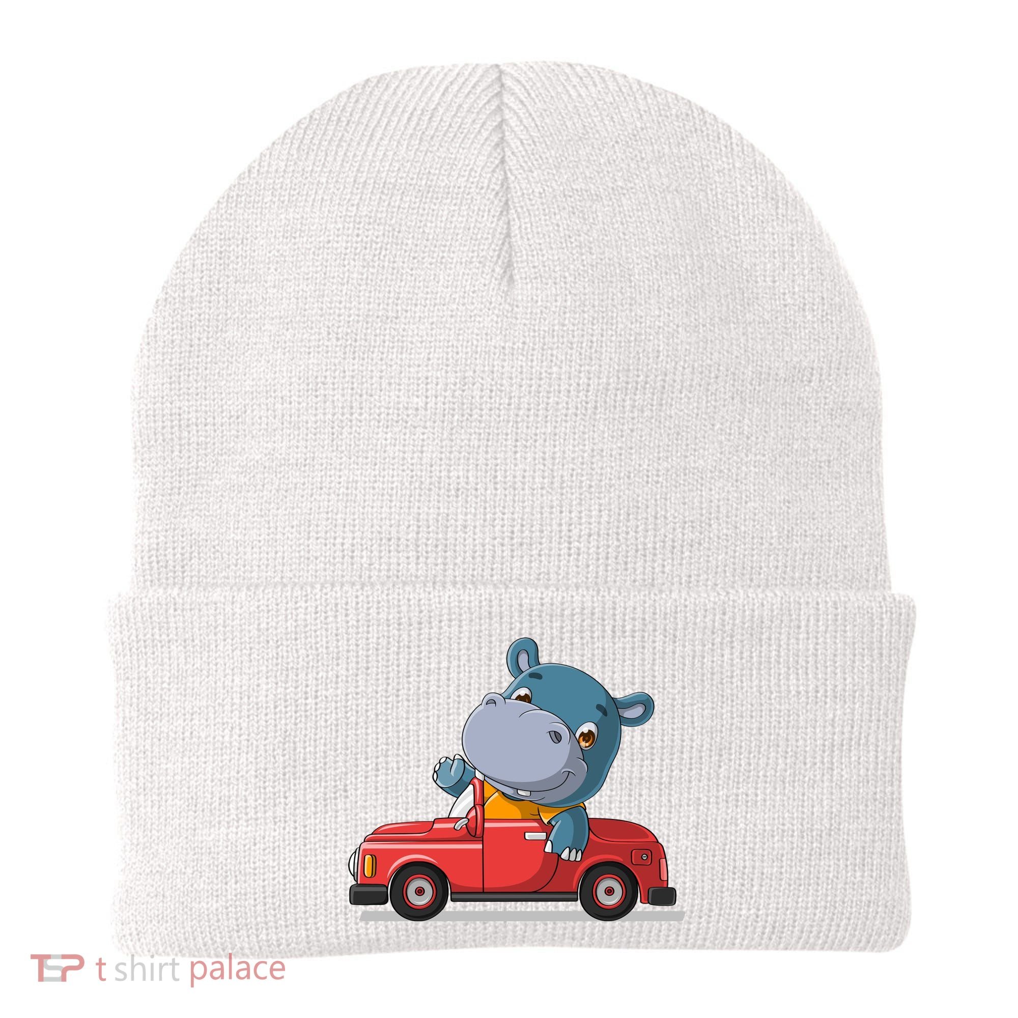Happy Hippo Drive A Car Beanie