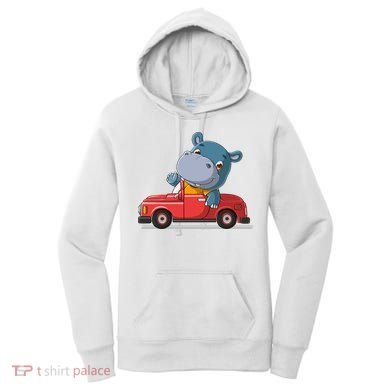 Happy Hippo Drive A Car Women's Hoodie
