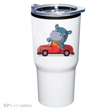 Happy Hippo Drive A Car Tumbler