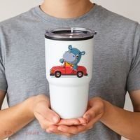 Happy Hippo Drive A Car Tumbler thumb 2