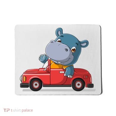Happy Hippo Drive A Car Mousepad