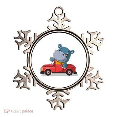 Happy Hippo Drive A Car Ornament