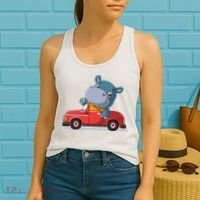 Happy Hippo Drive A Car Women's Tank Top thumb 2