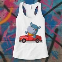 Happy Hippo Drive A Car Women's Tank Top thumb 3